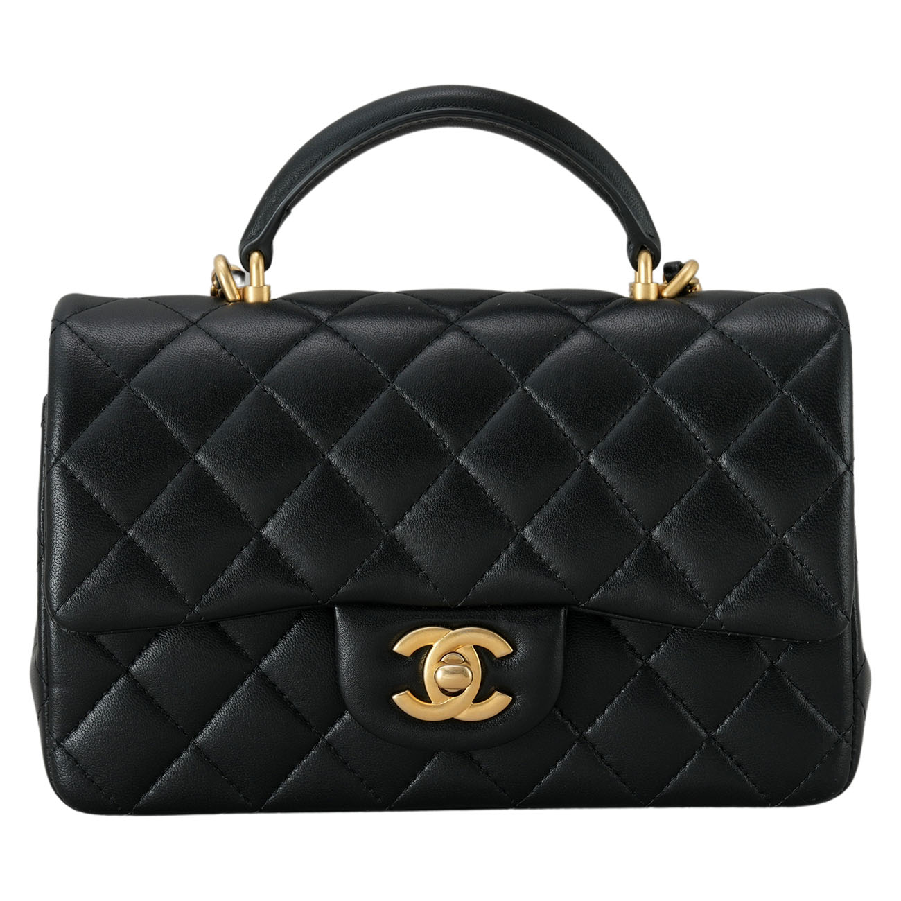 CHANEL(USED)샤넬 램스킨 클래식 뉴미니 탑핸들