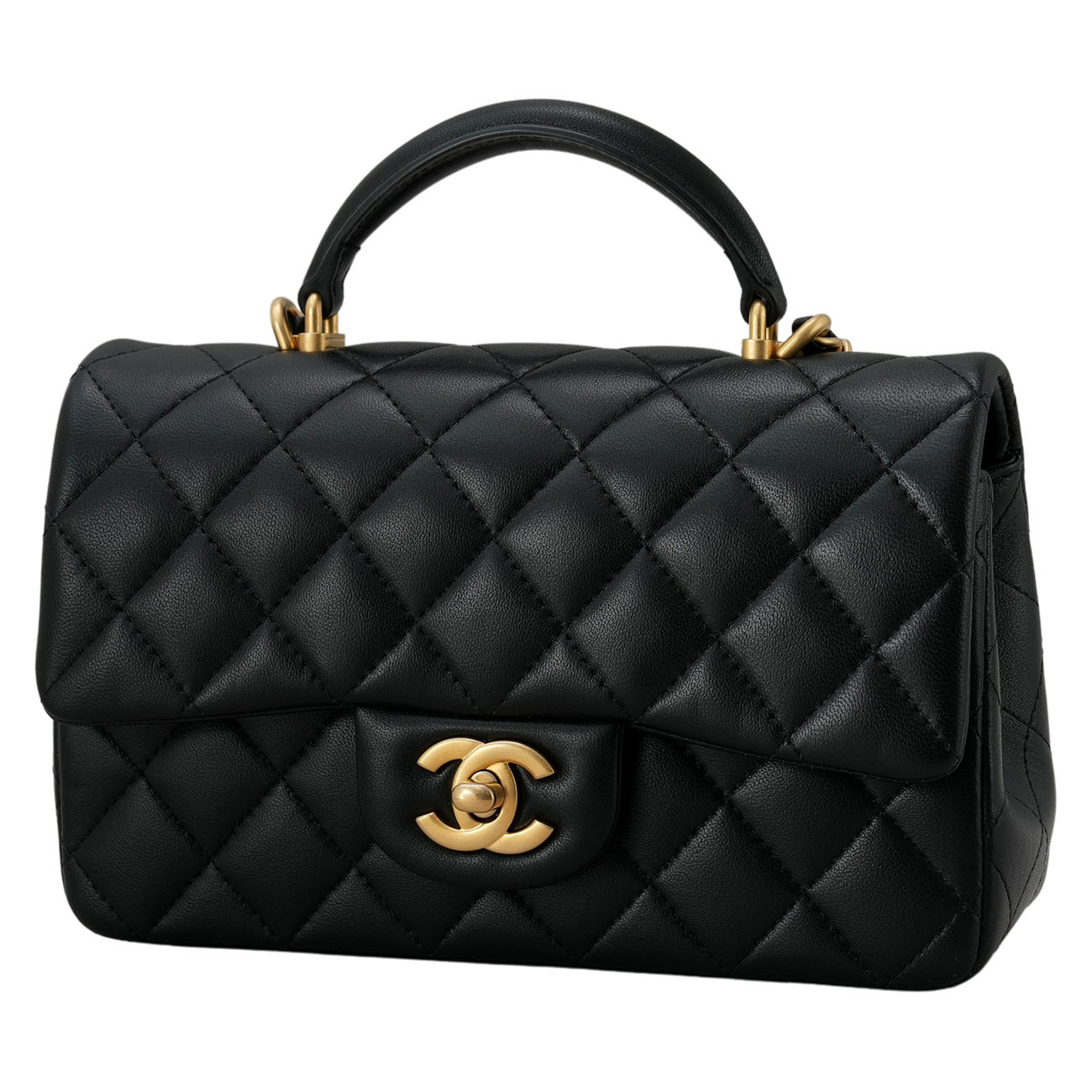 CHANEL(USED)샤넬 램스킨 클래식 뉴미니 탑핸들