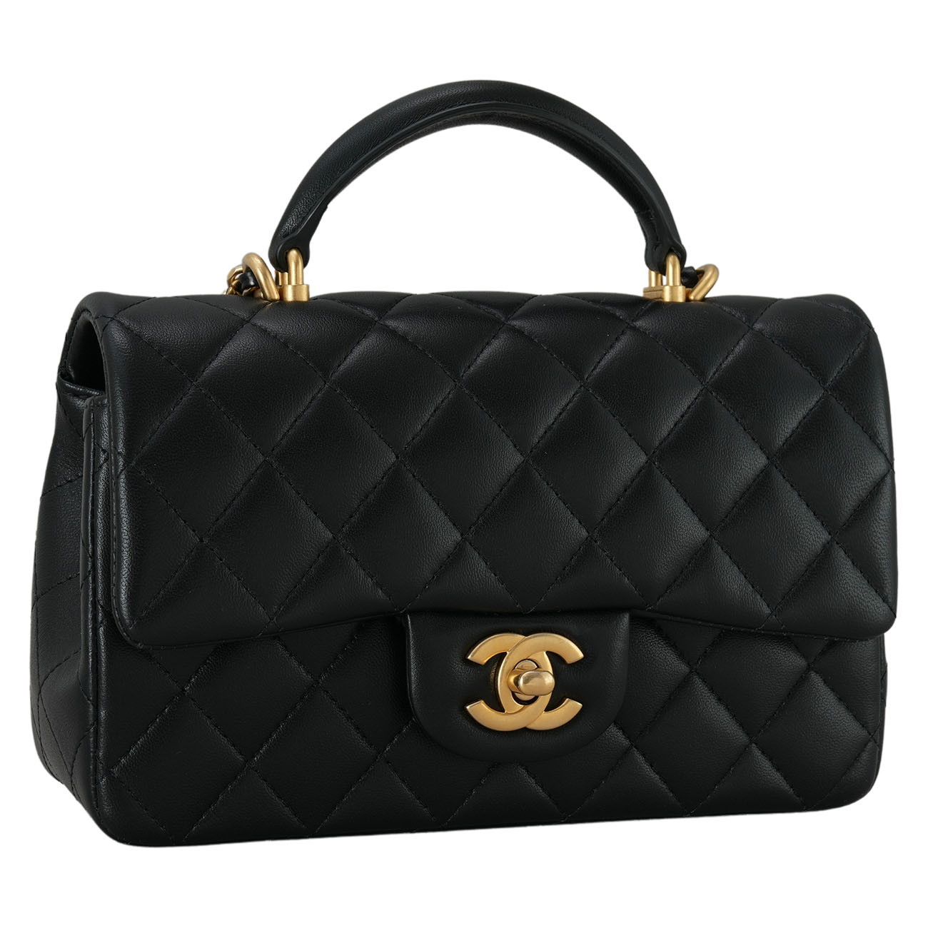 CHANEL(USED)샤넬 램스킨 클래식 뉴미니 탑핸들
