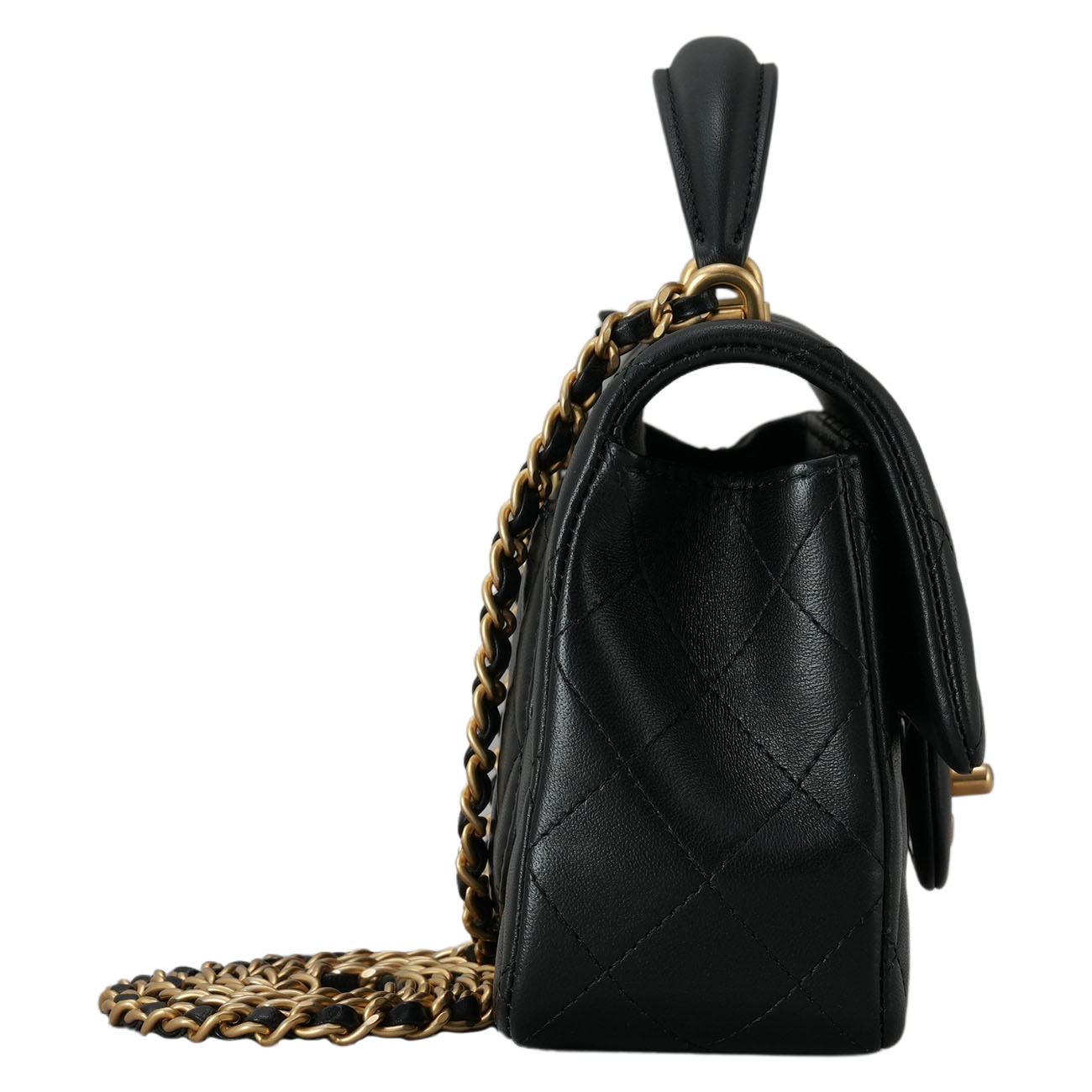 CHANEL(USED)샤넬 램스킨 클래식 뉴미니 탑핸들