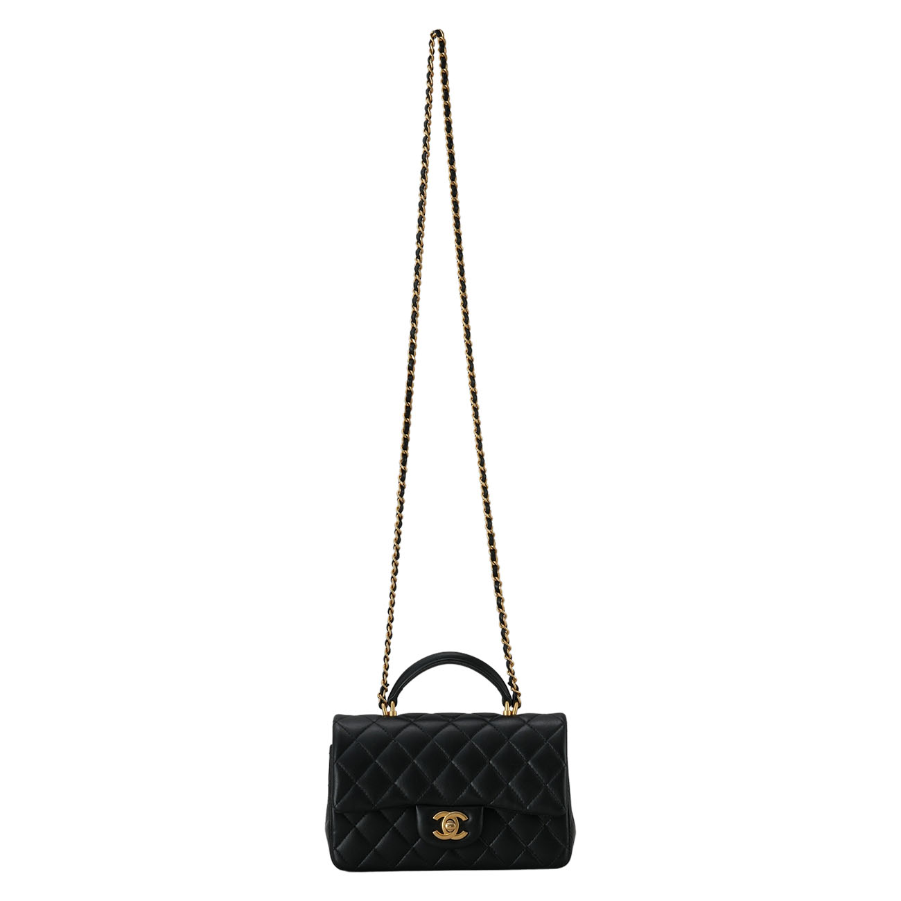 CHANEL(USED)샤넬 램스킨 클래식 뉴미니 탑핸들