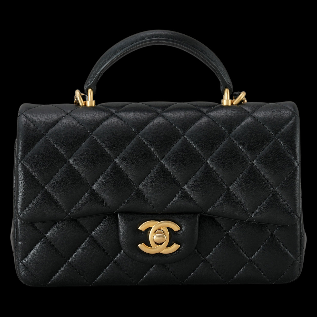 CHANEL(USED)샤넬 램스킨 클래식 뉴미니 탑핸들