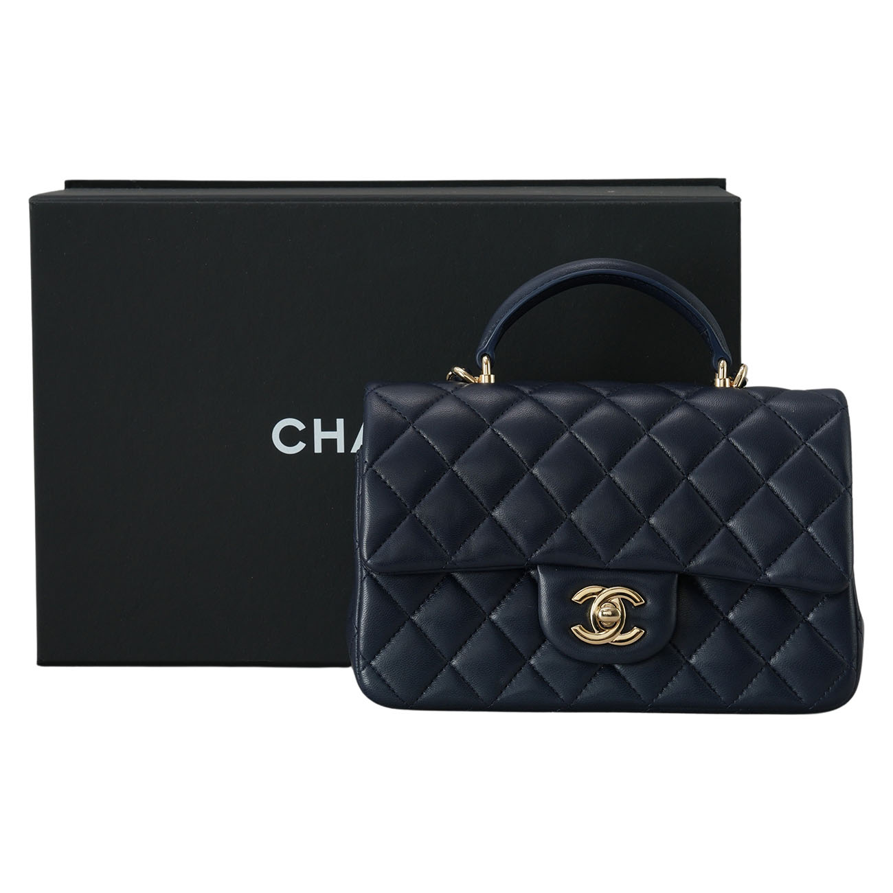 CHANEL(USED)샤넬 램스킨 클래식 뉴미니 탑핸들