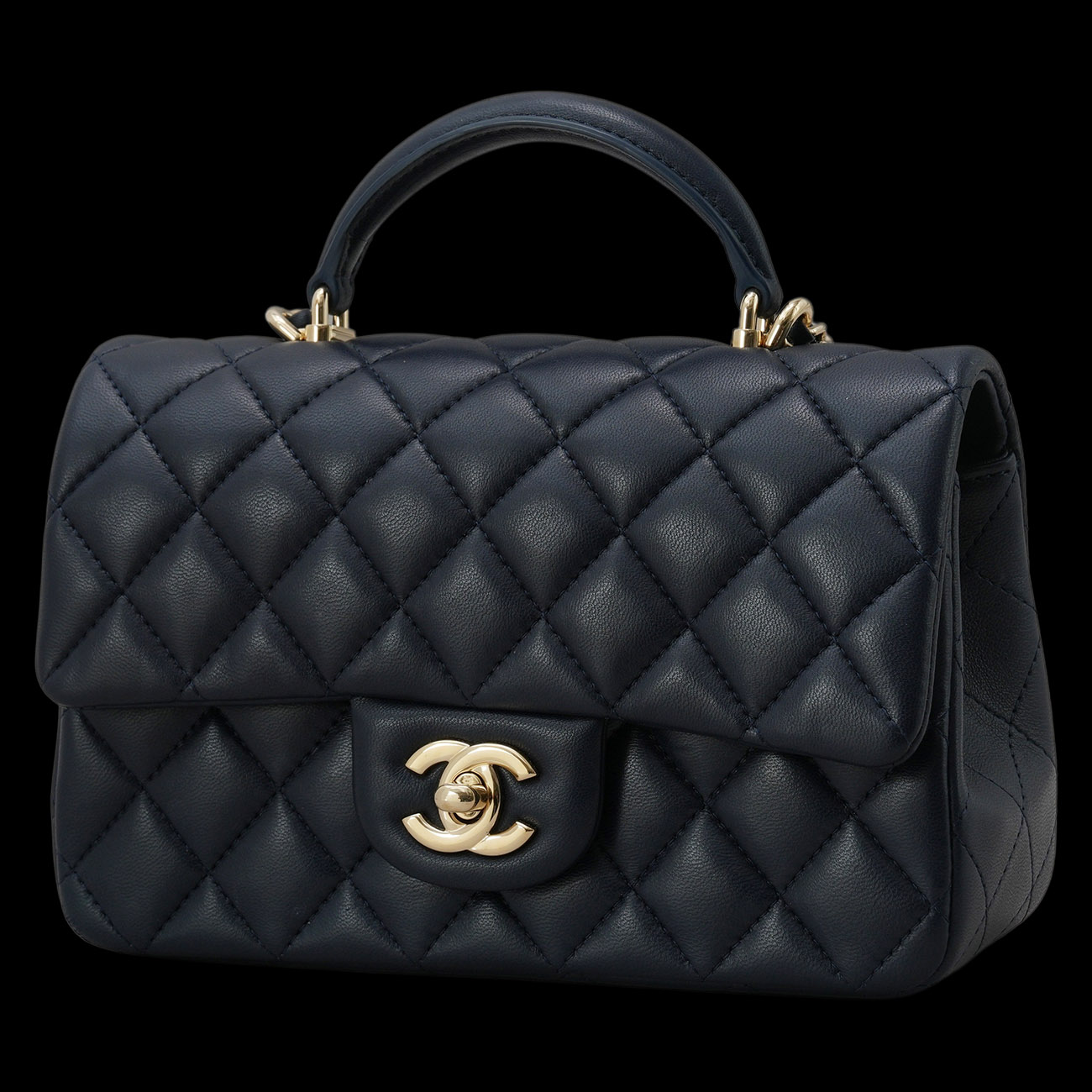 CHANEL(USED)샤넬 램스킨 클래식 뉴미니 탑핸들