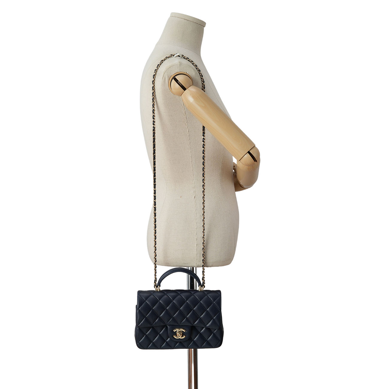 CHANEL(USED)샤넬 램스킨 클래식 뉴미니 탑핸들