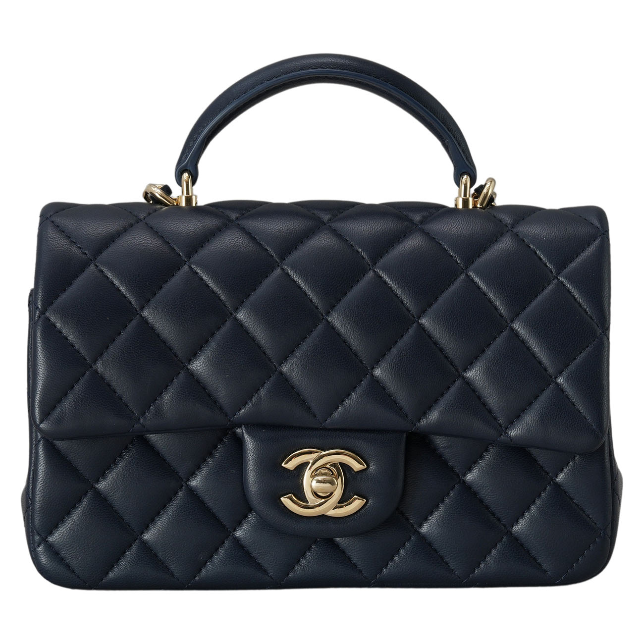 CHANEL(USED)샤넬 램스킨 클래식 뉴미니 탑핸들