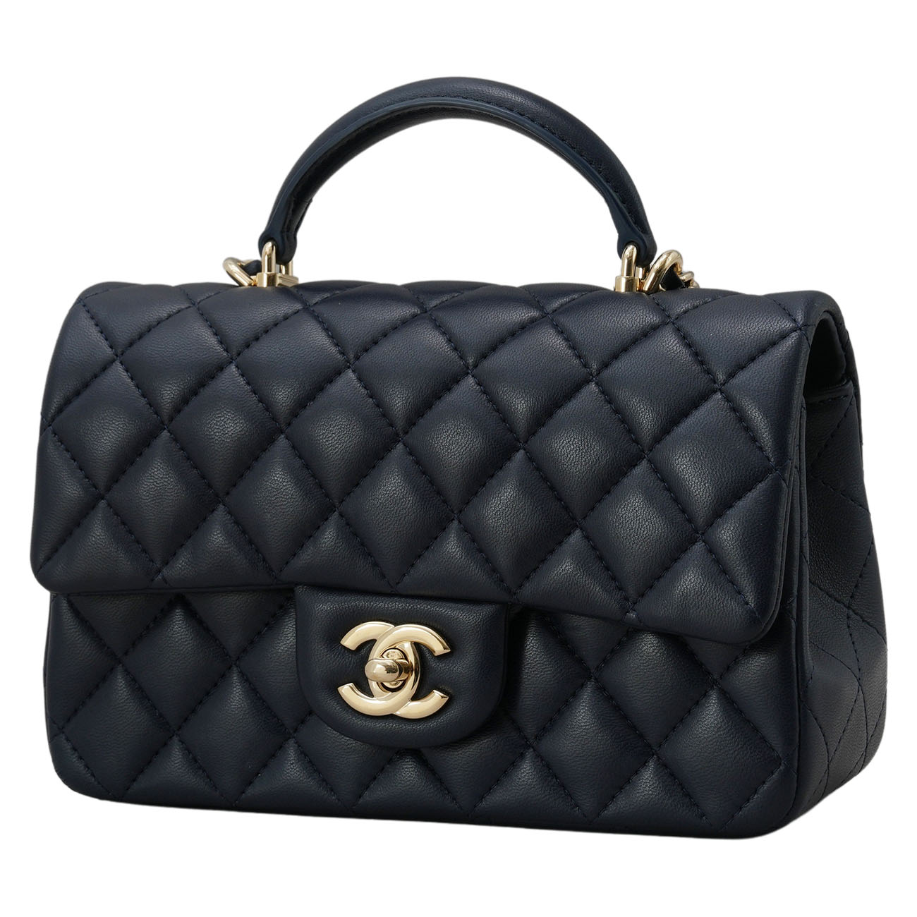 CHANEL(USED)샤넬 램스킨 클래식 뉴미니 탑핸들