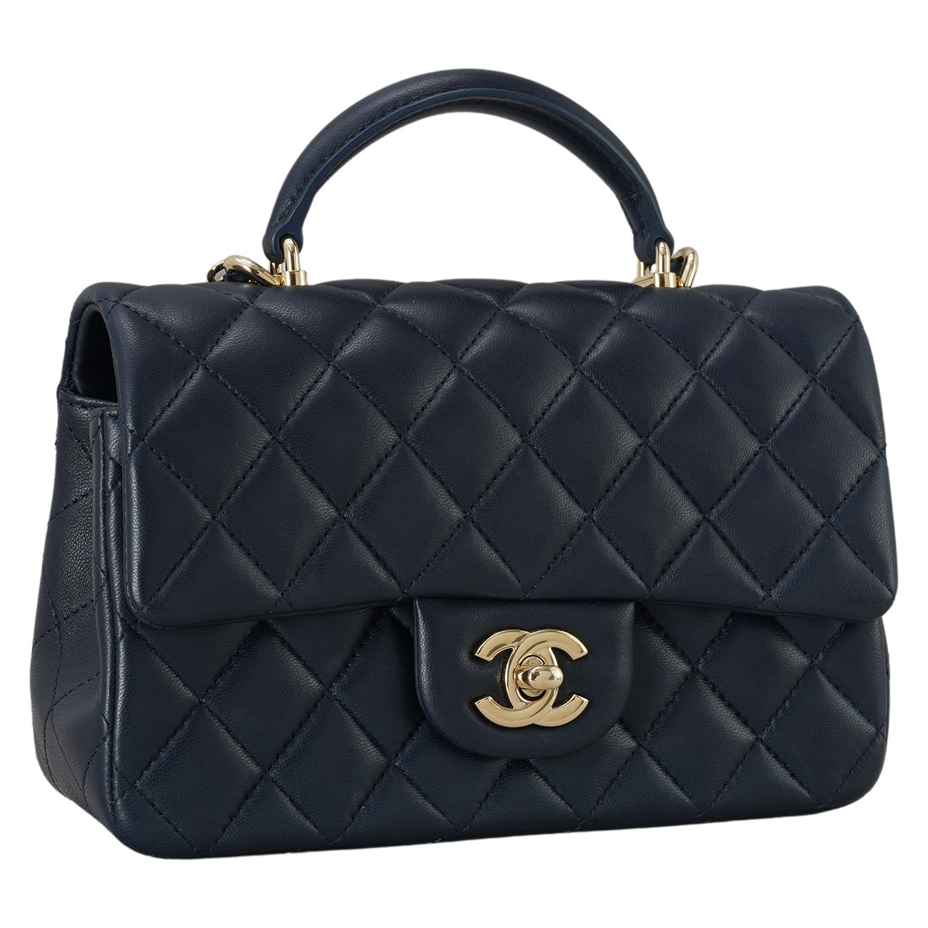 CHANEL(USED)샤넬 램스킨 클래식 뉴미니 탑핸들