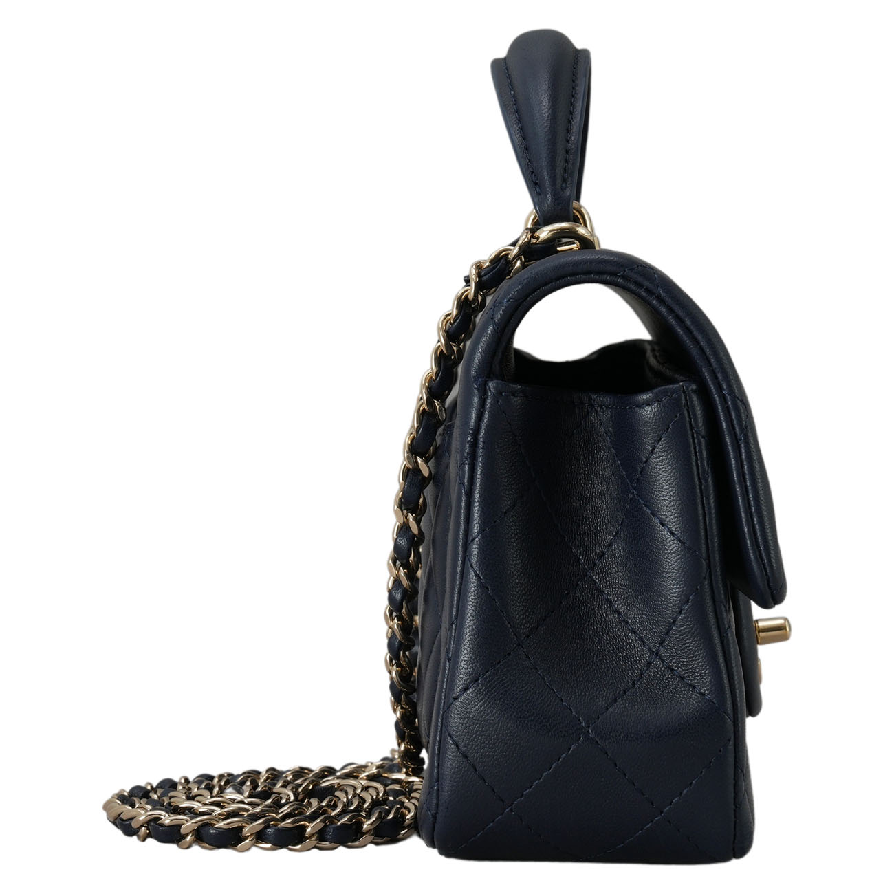 CHANEL(USED)샤넬 램스킨 클래식 뉴미니 탑핸들