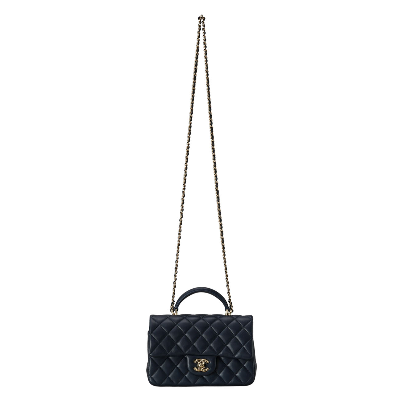 CHANEL(USED)샤넬 램스킨 클래식 뉴미니 탑핸들