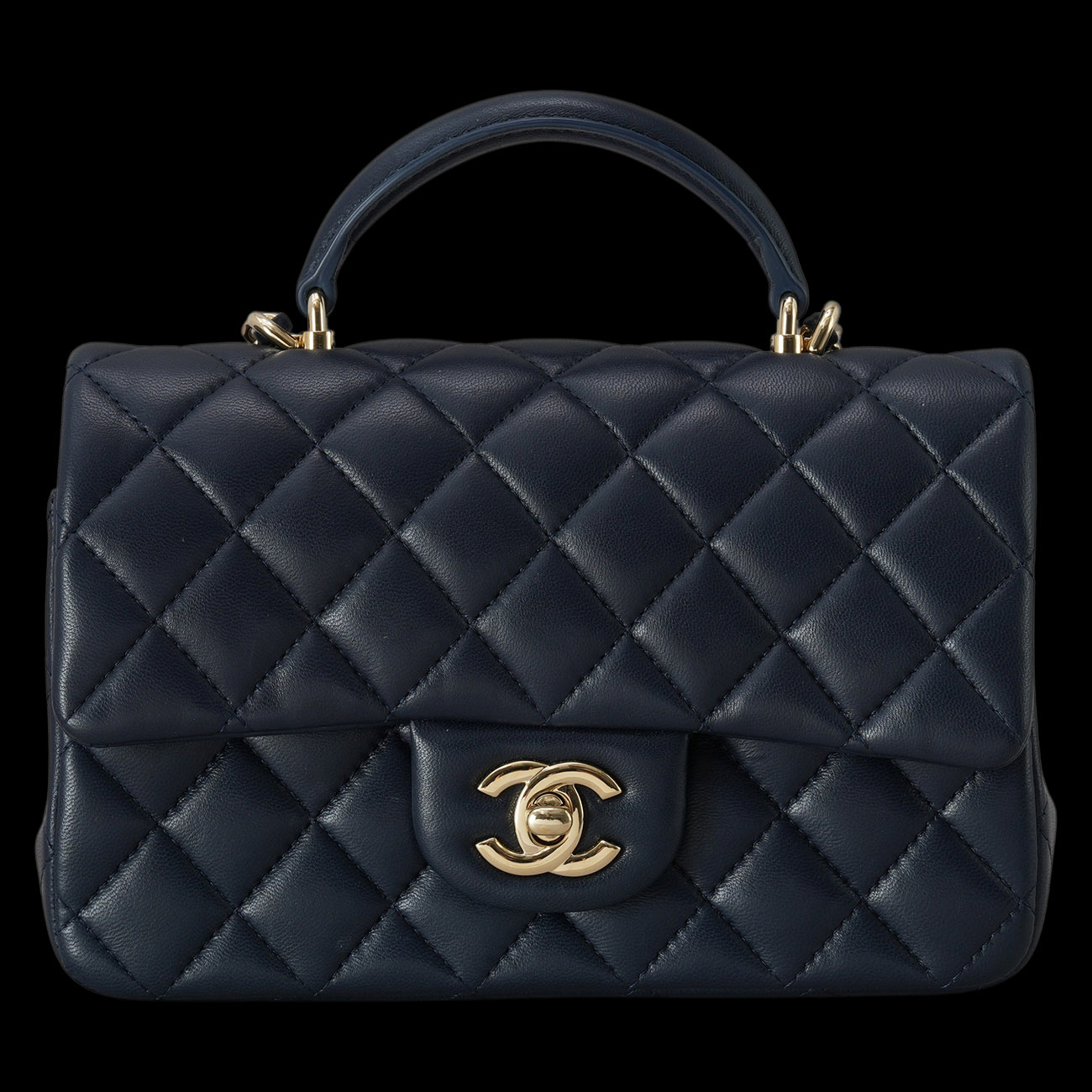 CHANEL(USED)샤넬 램스킨 클래식 뉴미니 탑핸들