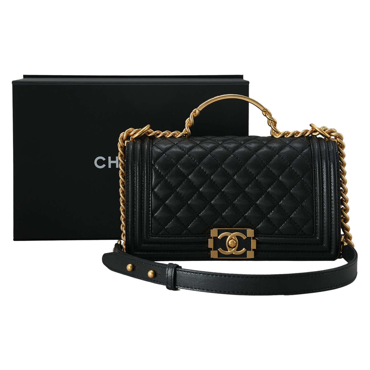 CHANEL(USED)샤넬 클래식 A94804 시즌 보이샤넬 탑핸들 미듐 블랙
