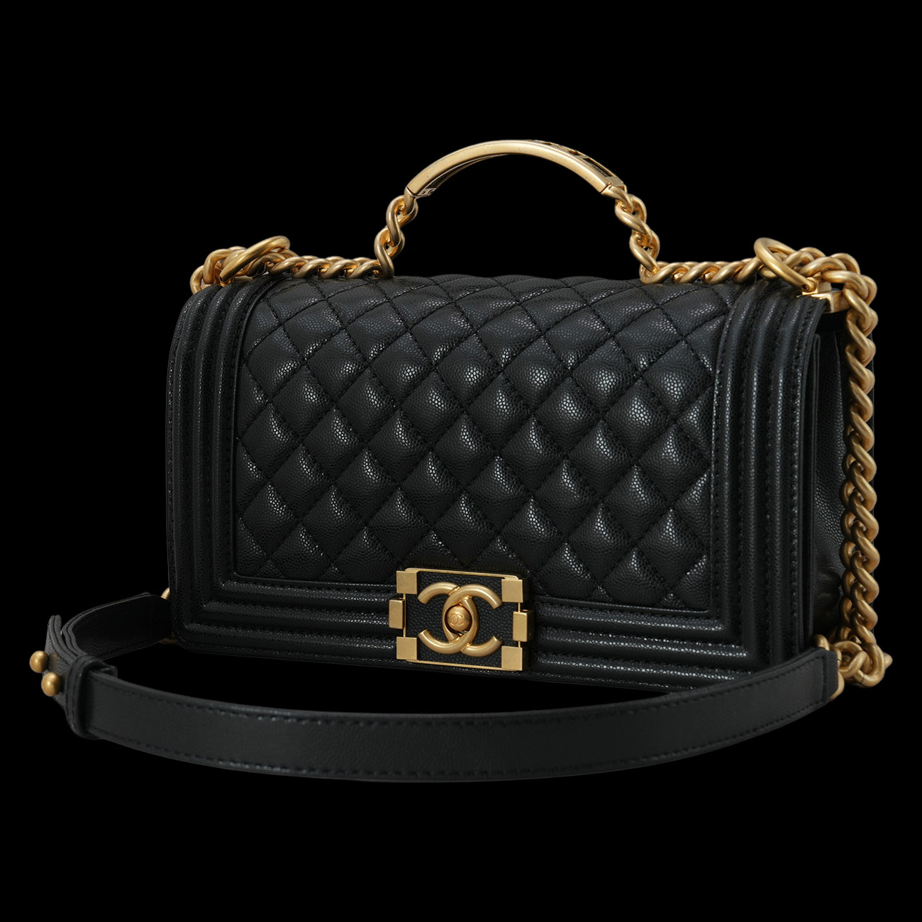 CHANEL(USED)샤넬 클래식 A94804 시즌 보이샤넬 탑핸들 미듐 블랙