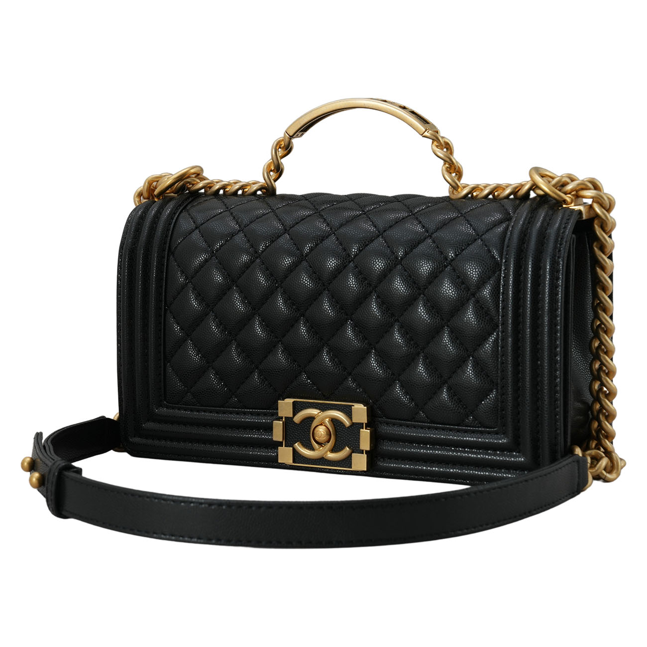CHANEL(USED)샤넬 클래식 A94804 시즌 보이샤넬 탑핸들 미듐 블랙