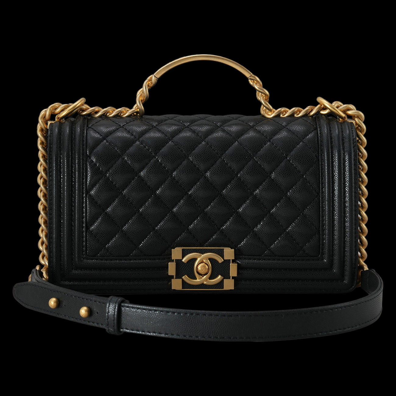 CHANEL(USED)샤넬 클래식 A94804 시즌 보이샤넬 탑핸들 미듐 블랙
