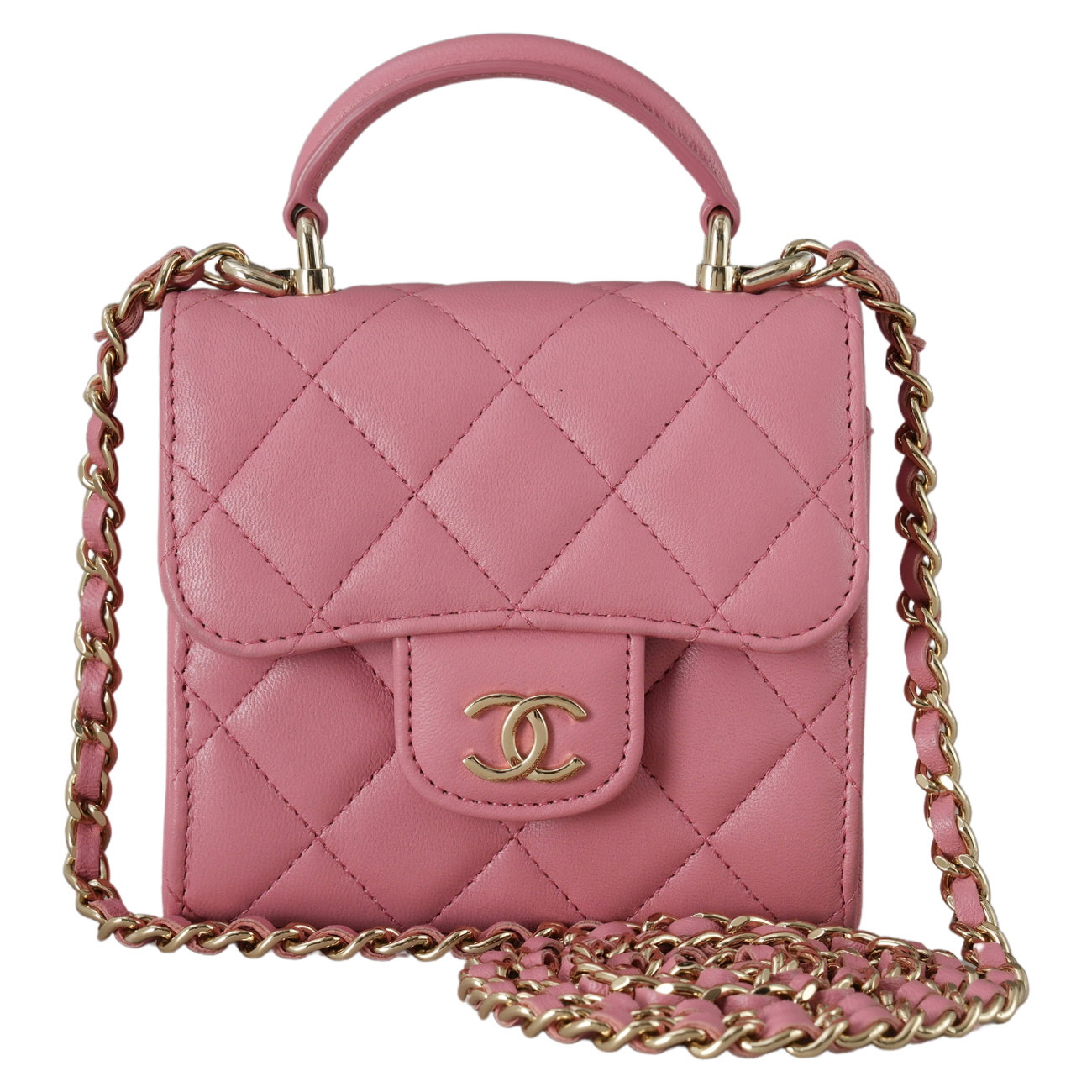 CHANEL(USED)샤넬 AP2682 램스킨 탑핸들 미니 베니티 크로스백