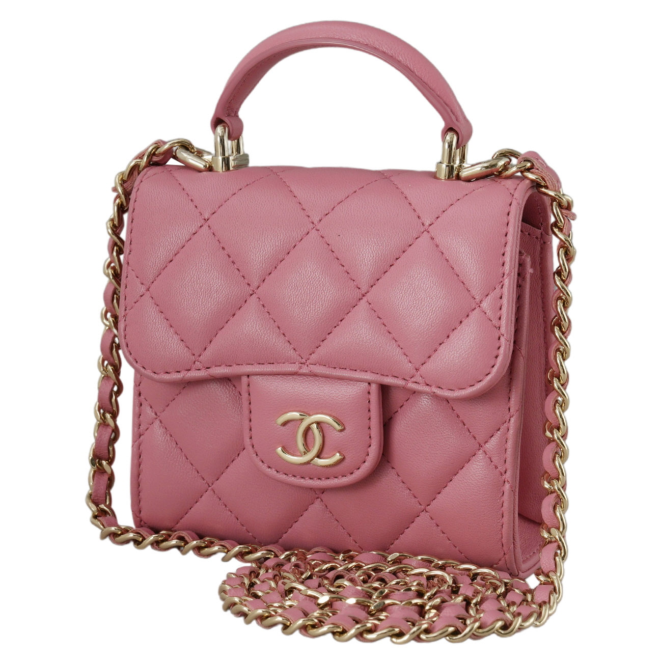 CHANEL(USED)샤넬 AP2682 램스킨 탑핸들 미니 베니티 크로스백