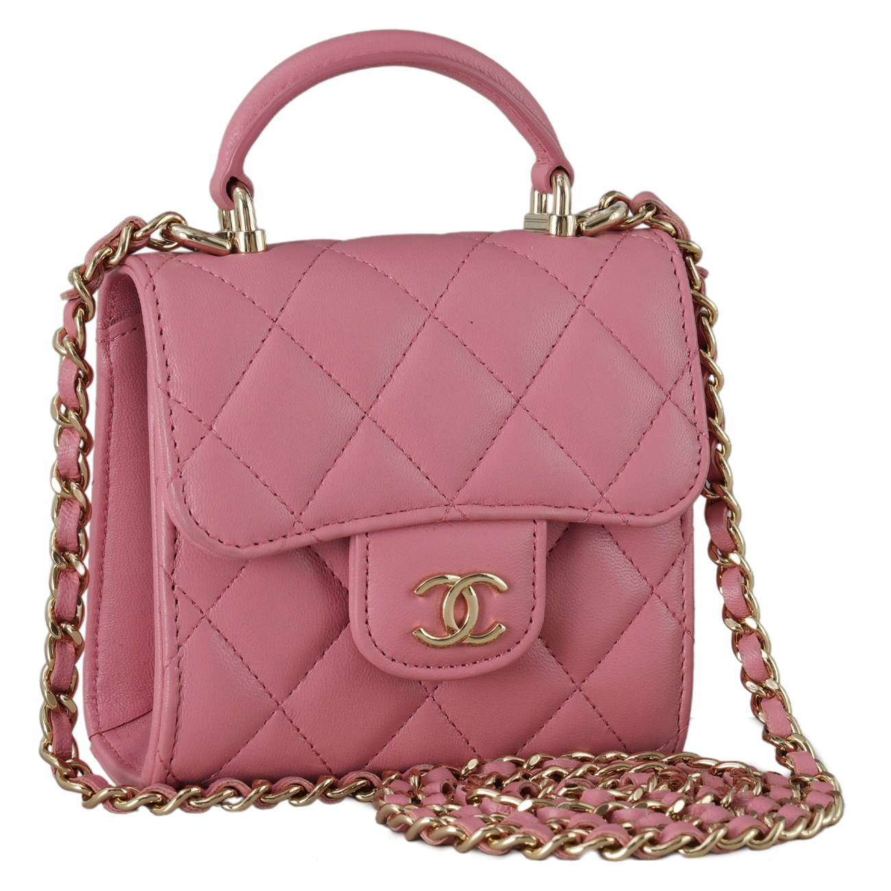 CHANEL(USED)샤넬 AP2682 램스킨 탑핸들 미니 베니티 크로스백