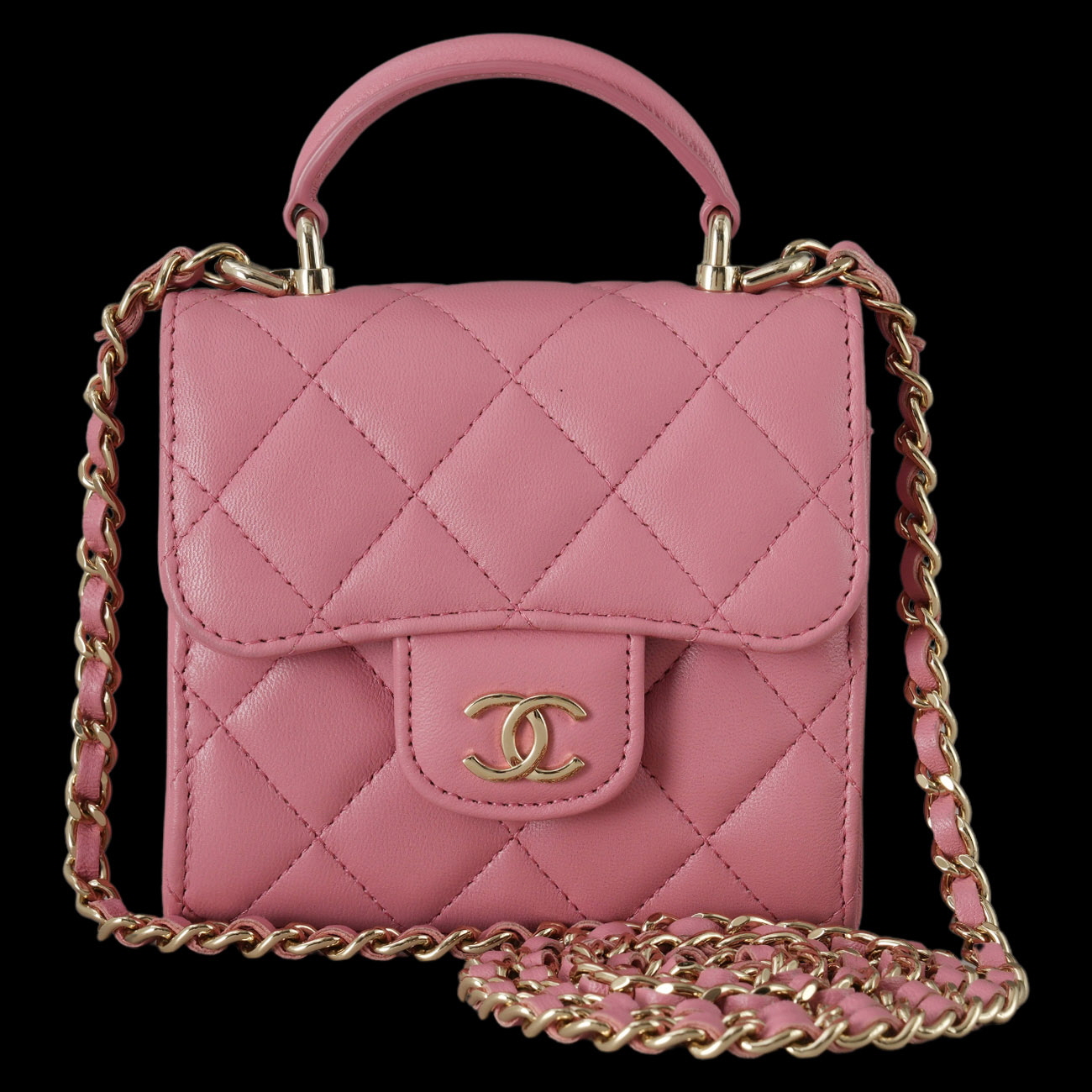 CHANEL(USED)샤넬 AP2682 램스킨 탑핸들 미니 베니티 크로스백