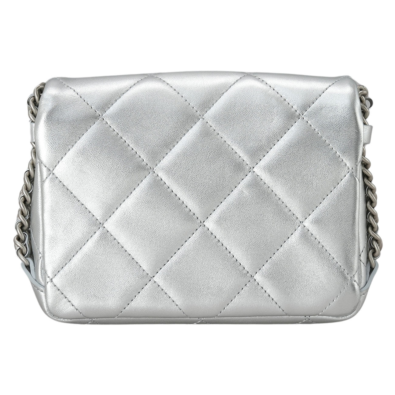 CHANEL(USED)샤넬 시즌 체인 플랩백 메탈릭실버