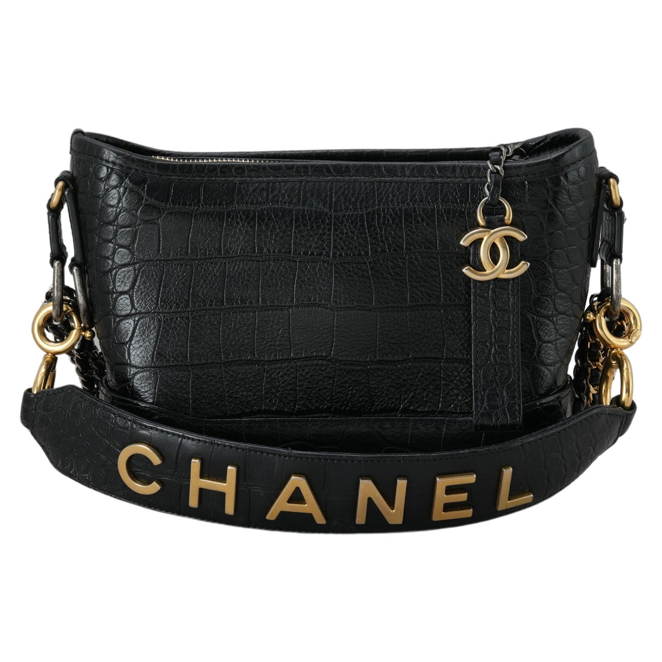 CHANEL(USED)샤넬 크로커다일 가브리엘 호보 스몰 블랙