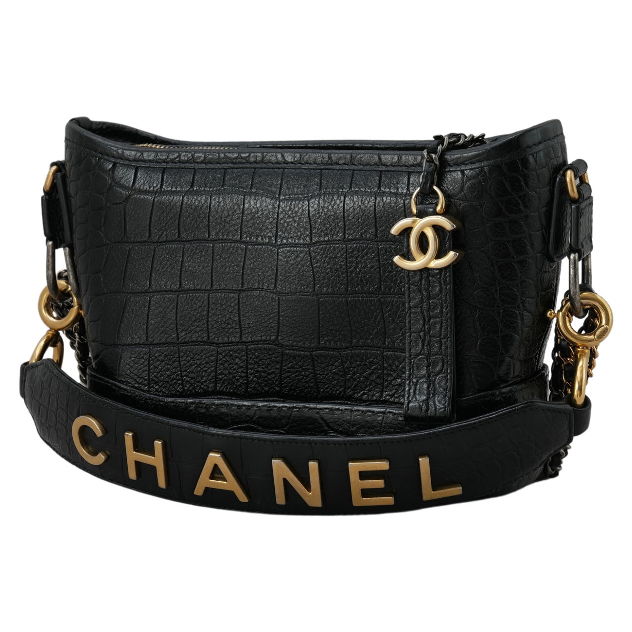 CHANEL(USED)샤넬 크로커다일 가브리엘 호보 스몰 블랙