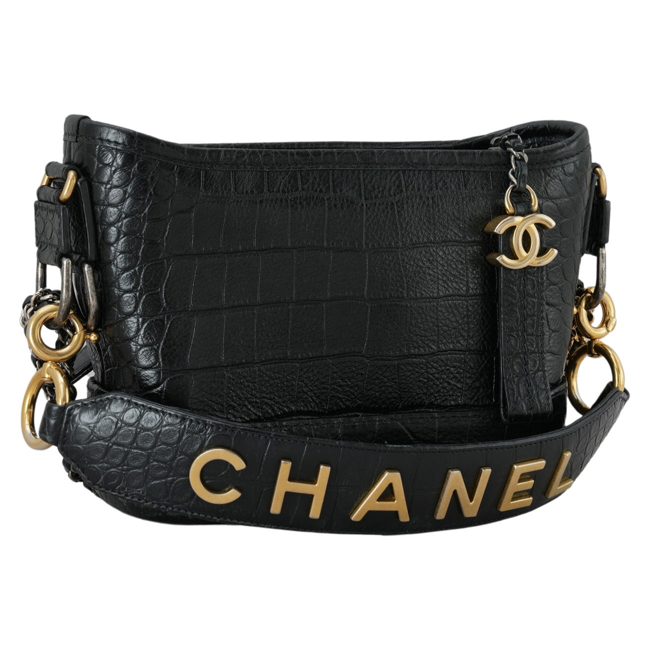 CHANEL(USED)샤넬 크로커다일 가브리엘 호보 스몰 블랙
