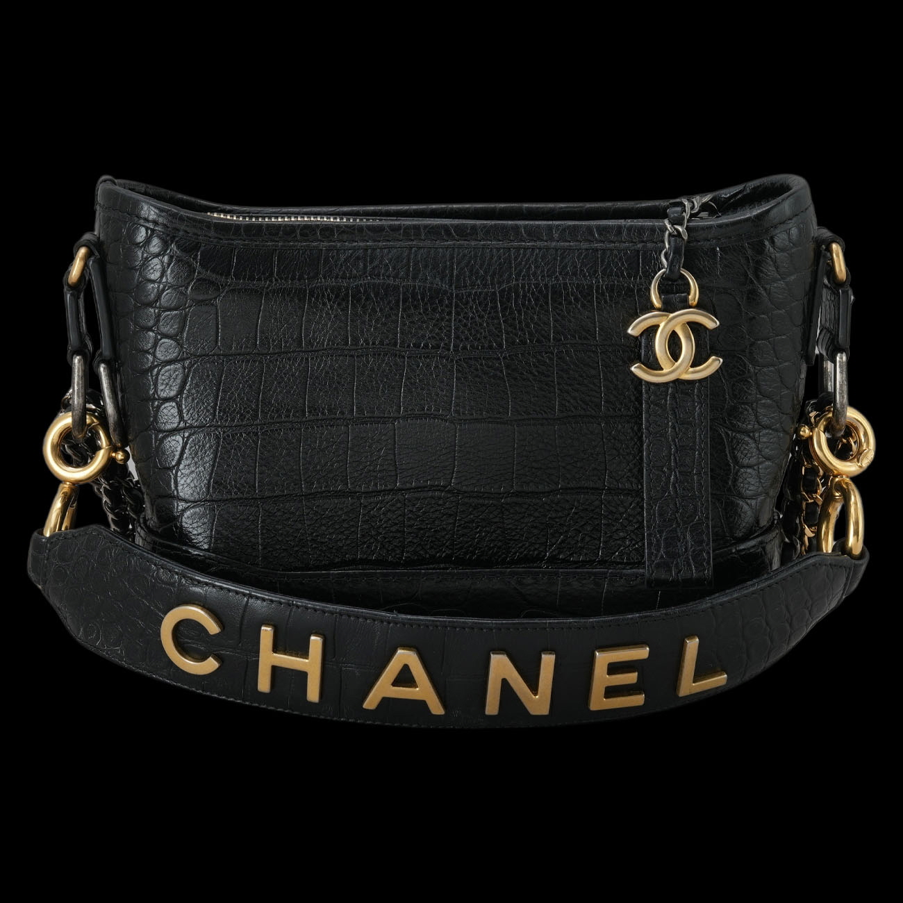 CHANEL(USED)샤넬 크로커다일 가브리엘 호보 스몰 블랙
