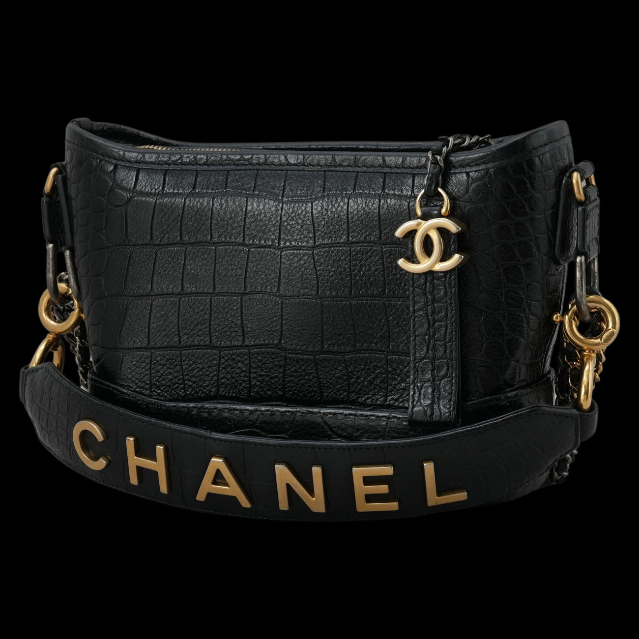 CHANEL(USED)샤넬 크로커다일 가브리엘 호보 스몰 블랙