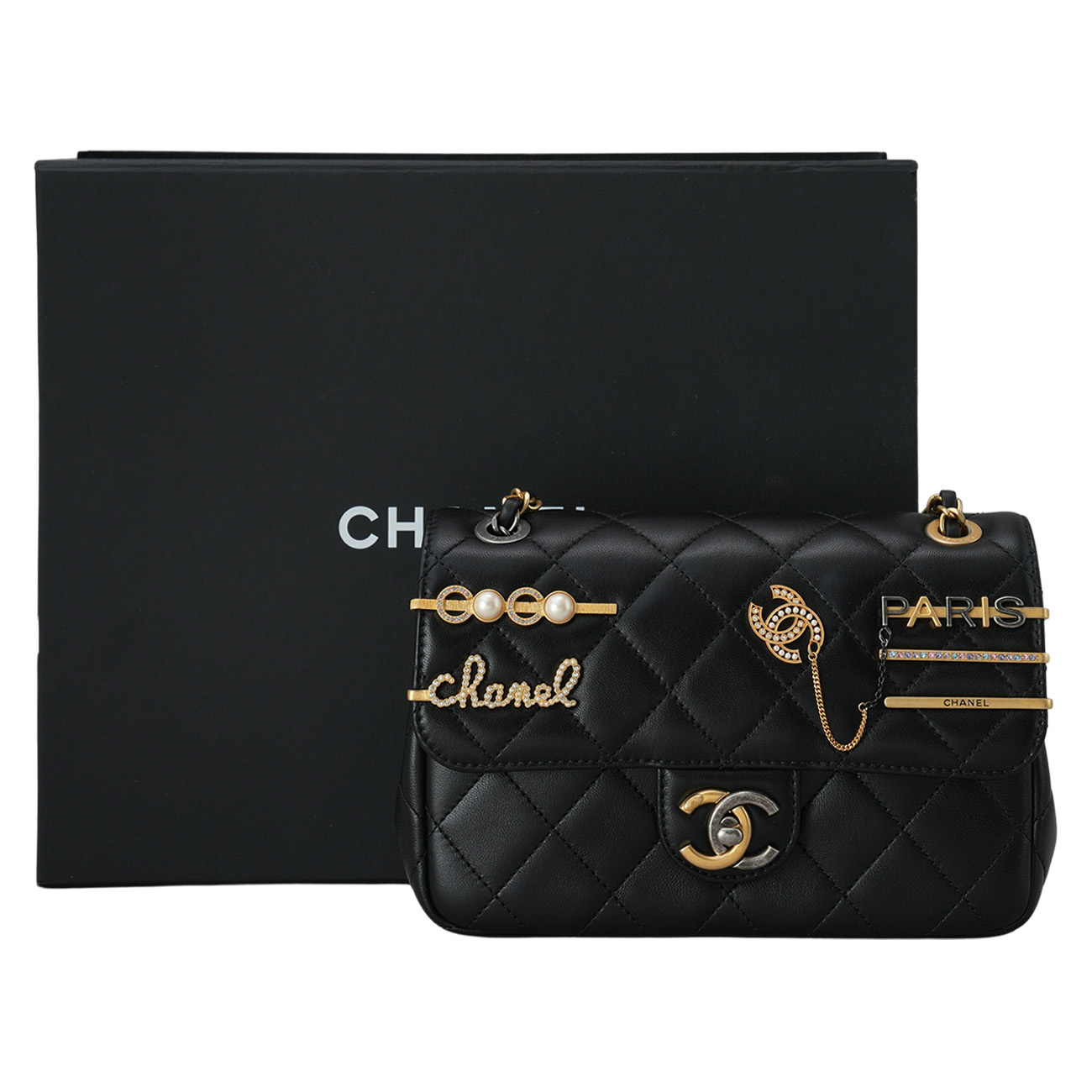 CHANEL(USED)샤넬 코코 파리스 럭키 참 체인 플랩백