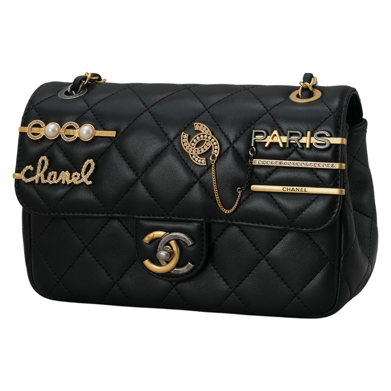 CHANEL(USED)샤넬 코코 파리스 럭키 참 체인 플랩백