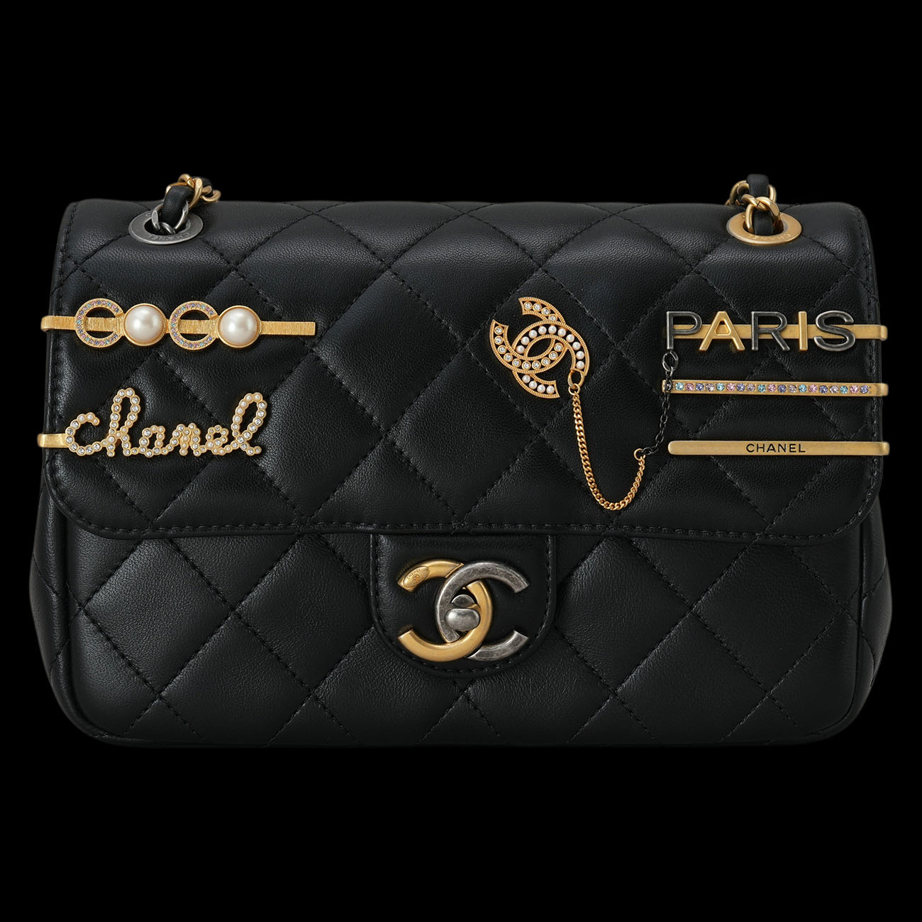 CHANEL(USED)샤넬 코코 파리스 럭키 참 체인 플랩백