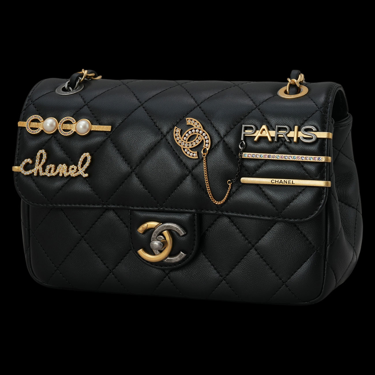 CHANEL(USED)샤넬 코코 파리스 럭키 참 체인 플랩백