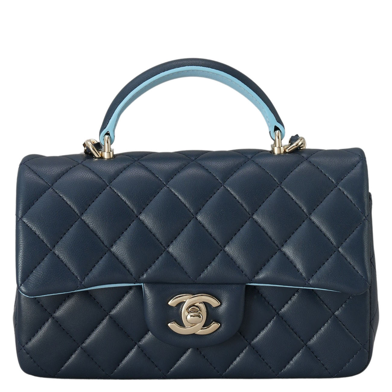CHANEL(USED)샤넬 램스킨 클래식 뉴미니 탑핸들