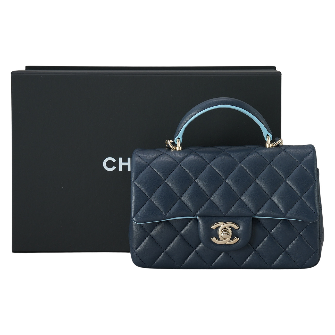 CHANEL(USED)샤넬 램스킨 클래식 뉴미니 탑핸들