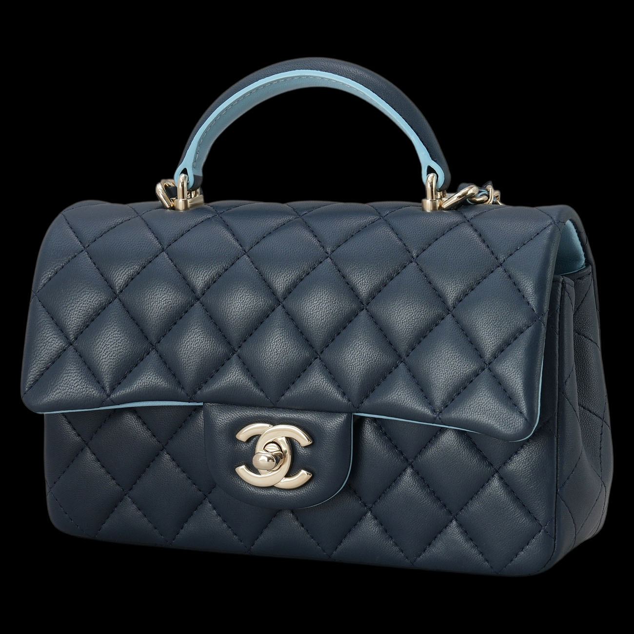 CHANEL(USED)샤넬 램스킨 클래식 뉴미니 탑핸들