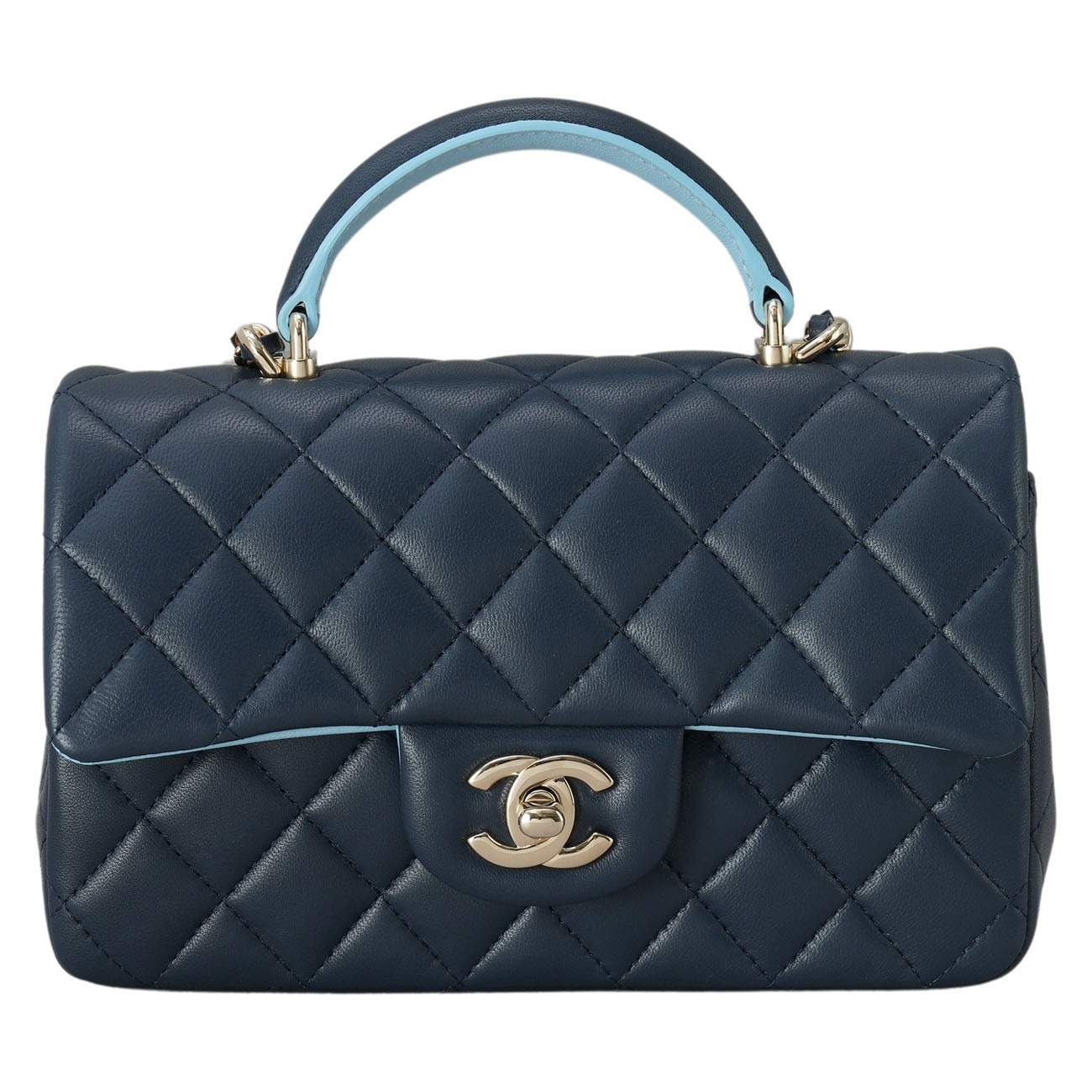 CHANEL(USED)샤넬 램스킨 클래식 뉴미니 탑핸들