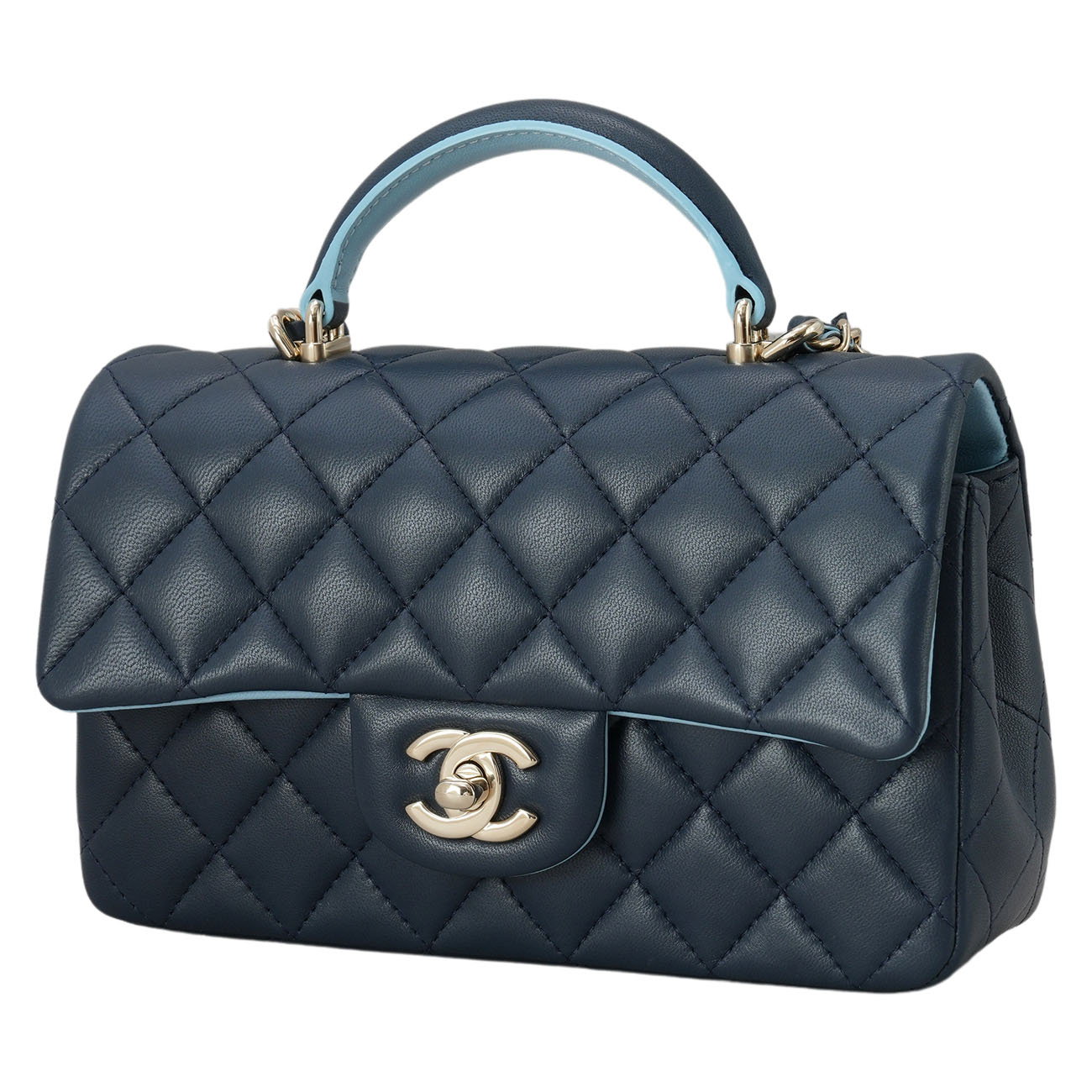 CHANEL(USED)샤넬 램스킨 클래식 뉴미니 탑핸들