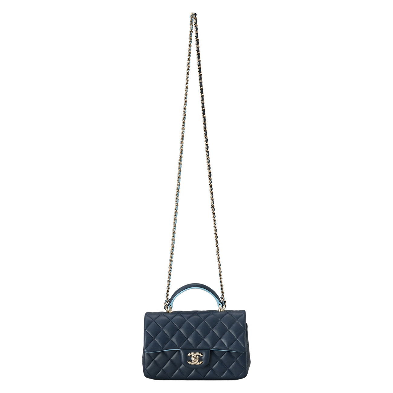 CHANEL(USED)샤넬 램스킨 클래식 뉴미니 탑핸들
