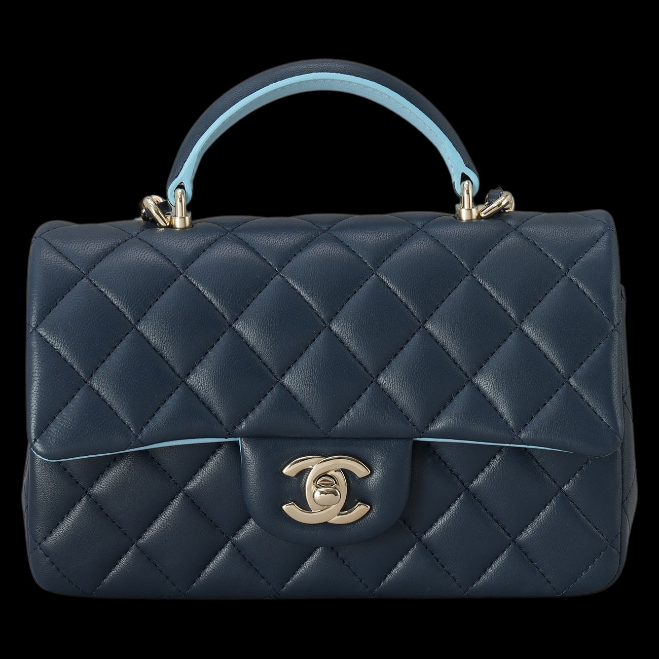 CHANEL(USED)샤넬 램스킨 클래식 뉴미니 탑핸들