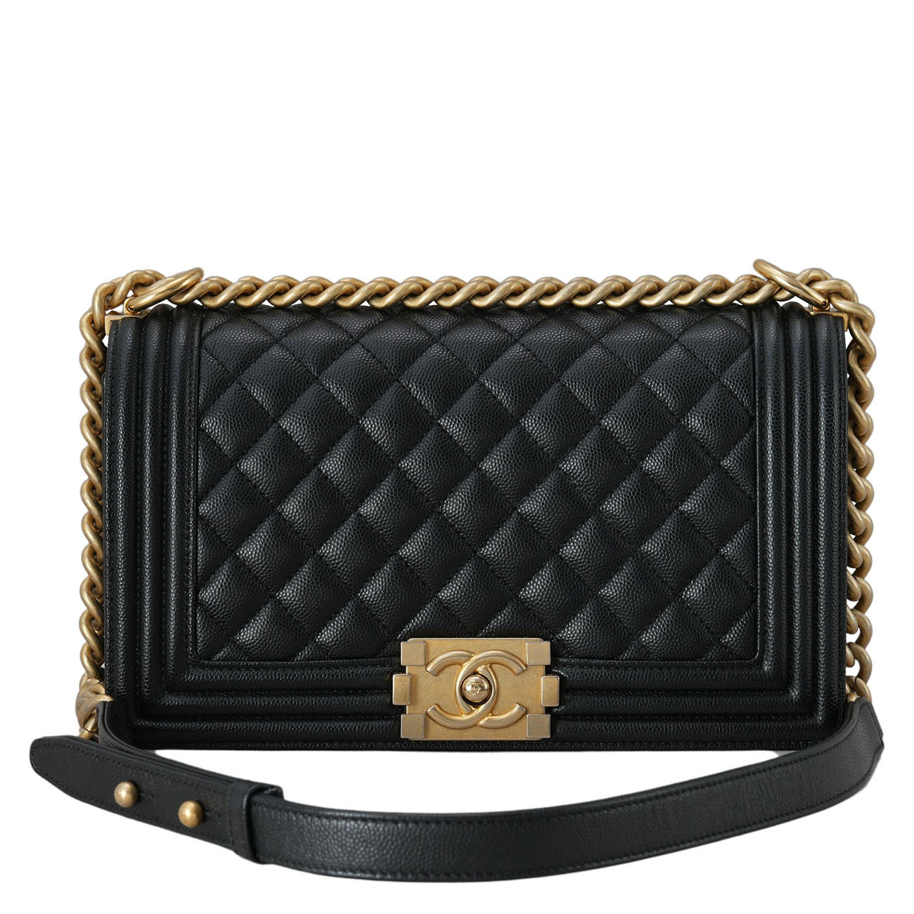 CHANEL(USED)샤넬 A67086 캐비어 보이샤넬 미듐 플랩백