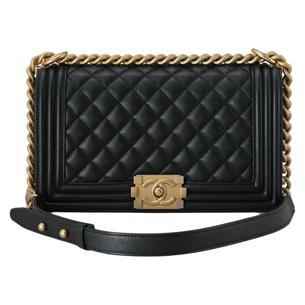 CHANEL(USED)샤넬 A67086 캐비어 보이샤넬 미듐 플랩백
