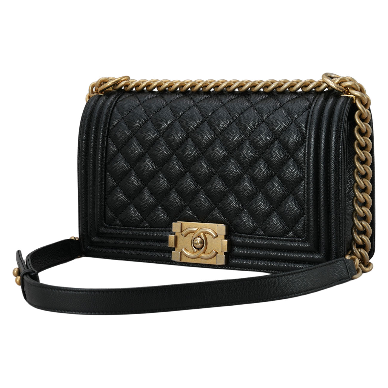 CHANEL(USED)샤넬 A67086 캐비어 보이샤넬 미듐 플랩백