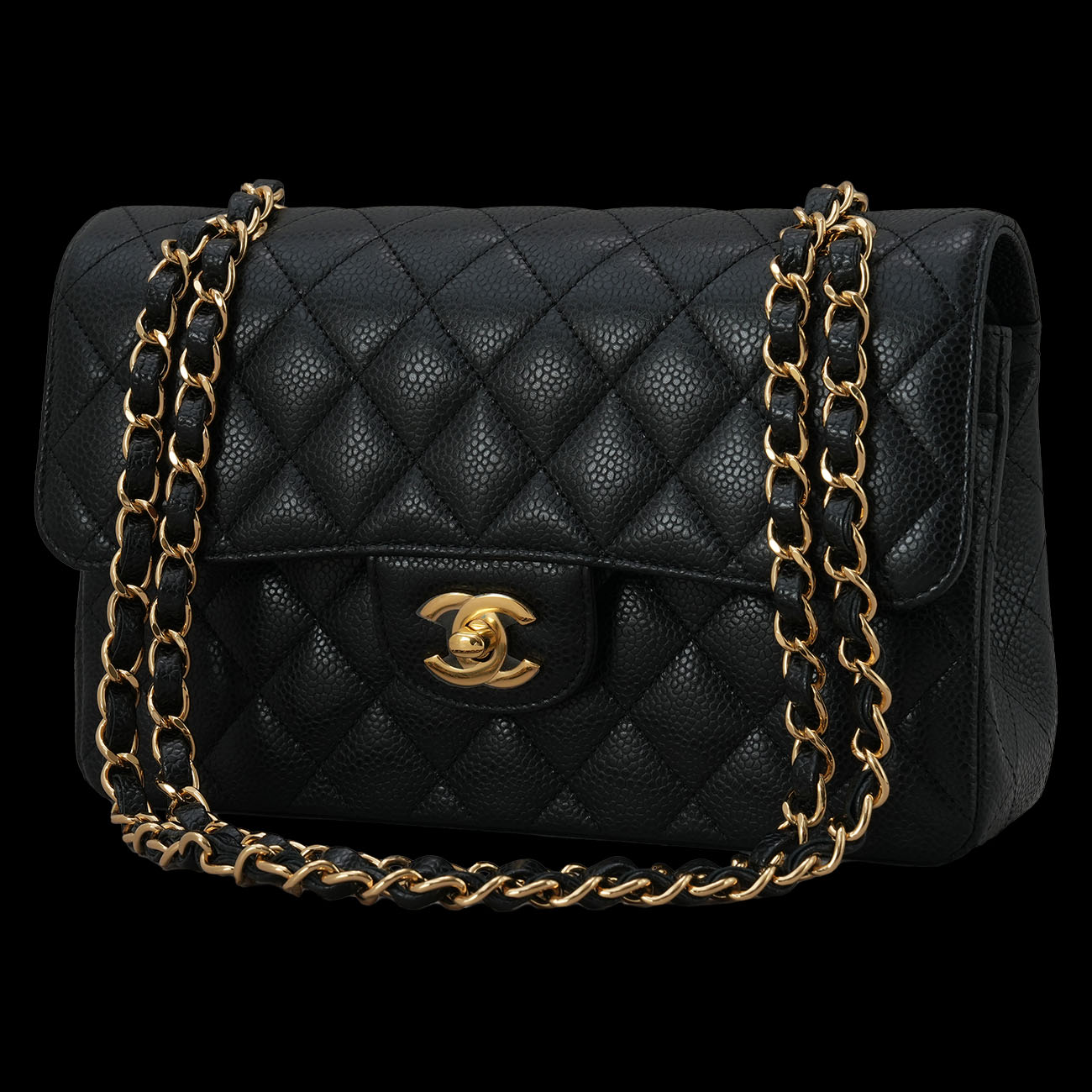 CHANEL(USED)샤넬 캐비어 클래식 스몰 금장