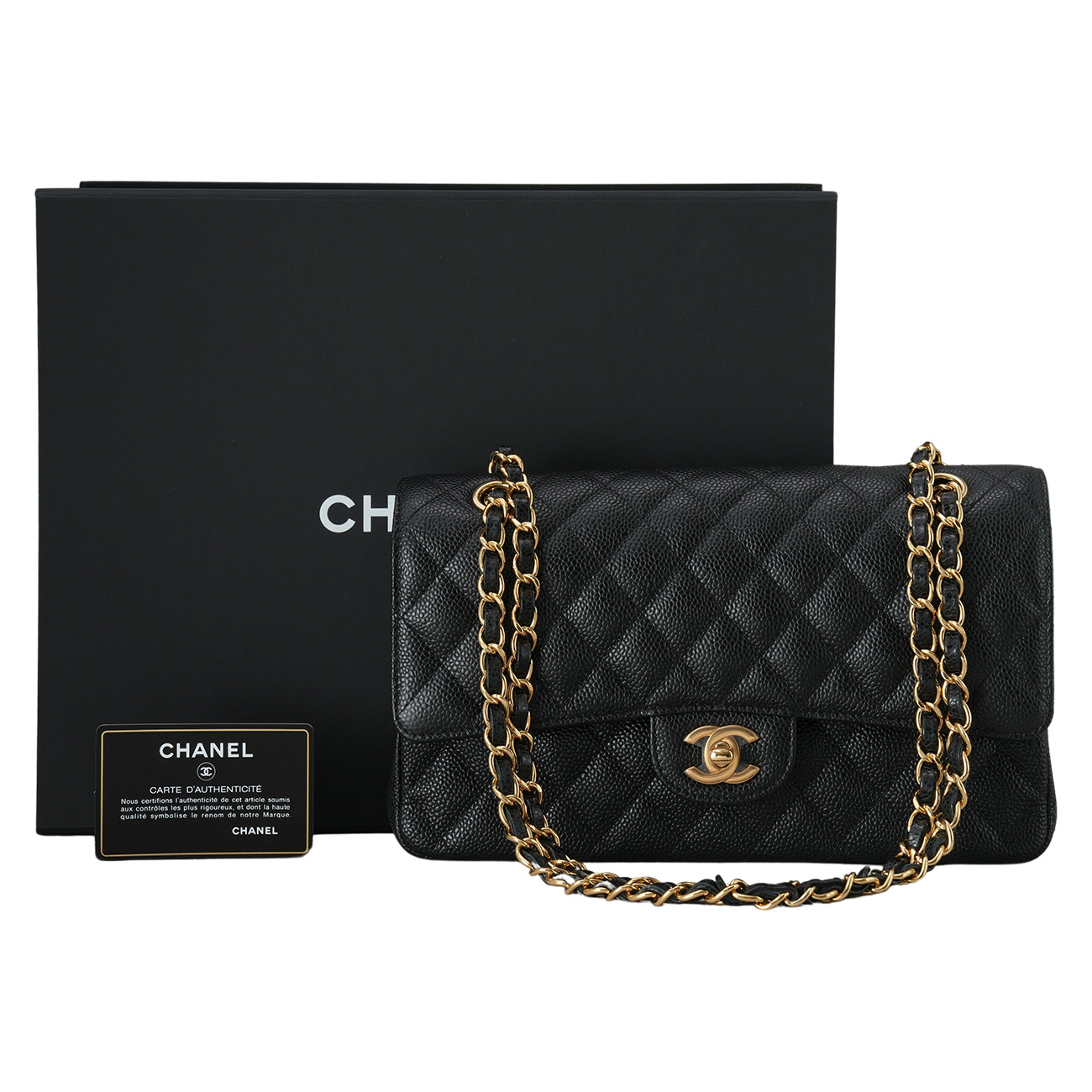 CHANEL(USED)샤넬 A01112 캐비어 클래식 미듐 플랩백