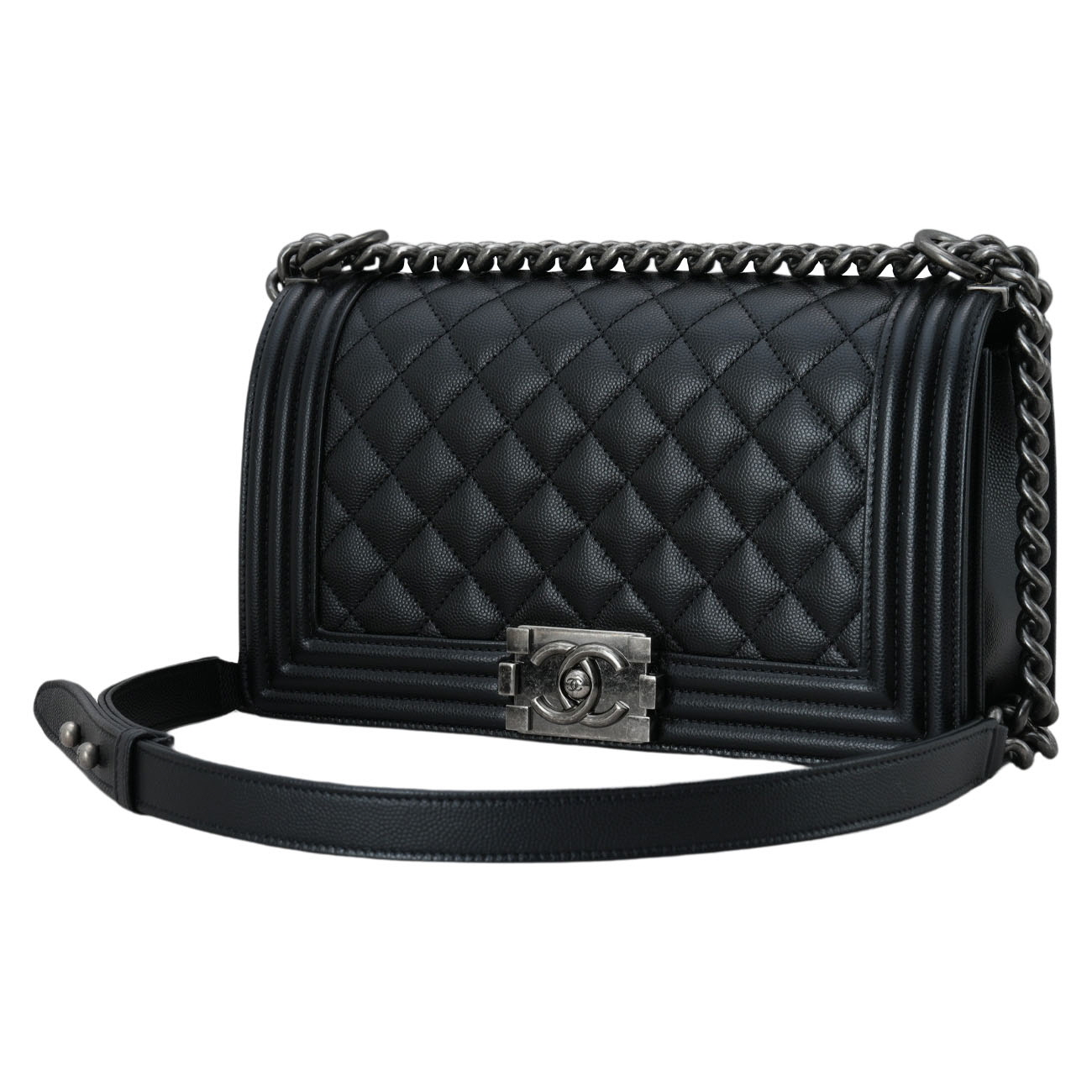 CHANEL(USED)샤넬 A67086 캐비어 보이샤넬 미듐 플랩백