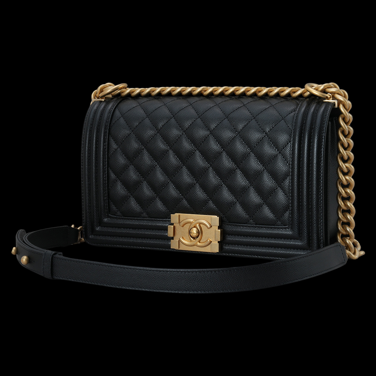 CHANEL(USED)샤넬 A67086 캐비어 보이샤넬 미듐 플랩백