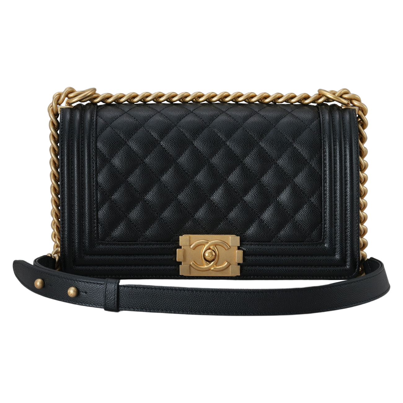 CHANEL(USED)샤넬 A67086 캐비어 보이샤넬 미듐 플랩백