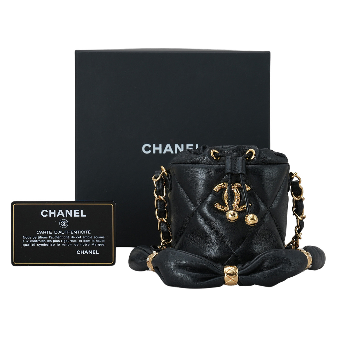 CHANEL(USED)샤넬 필로우 크러쉬 드로스트링 미니 버킷백
