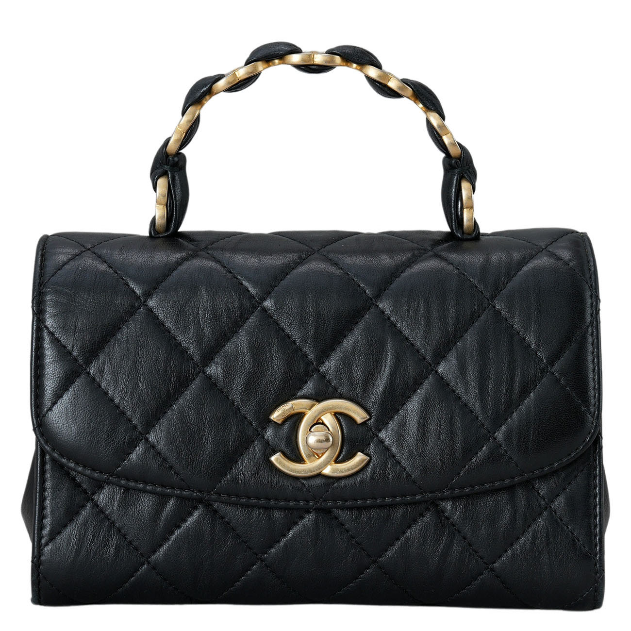 CHANEL(USED)샤넬 AS2477 시즌 CC로고 탑핸들 미니 플랩 체인백